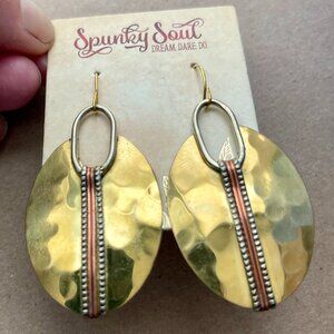 Spunky Soul Brass and Mixed Metal Oval Earrings